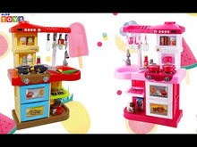 Load and play video in Gallery viewer, My Little Chef’ Kitchen Play Set with 30 Accessories, Light and Sound Features (Red)-KC2-R
