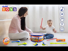 Load and play video in Gallery viewer, Musical Instruments Toys, Kids Drum Set with Trumpet Flute Harmonica Great Beginners Musical Percussion Set for Kids-DRUM-2
