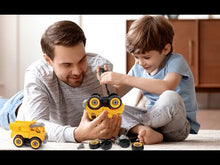 Load and play video in Gallery viewer, Kids Educational DIY Assembly Construction Truck Toy with 4 Vehicles and Screwdriver to Assemble - Yellow-DIYC3
